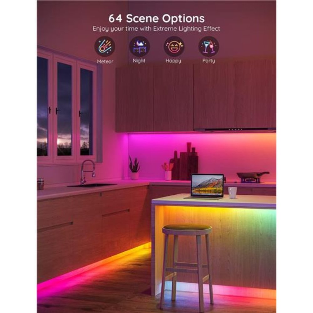 65.6ft RGBIC LED Strip Lights,Color Changing LEDStrips,App Control via Bluetooth - Picture 3 of 6